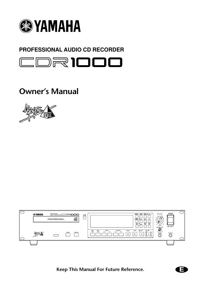 雅马哈 CDR1000 用户手册