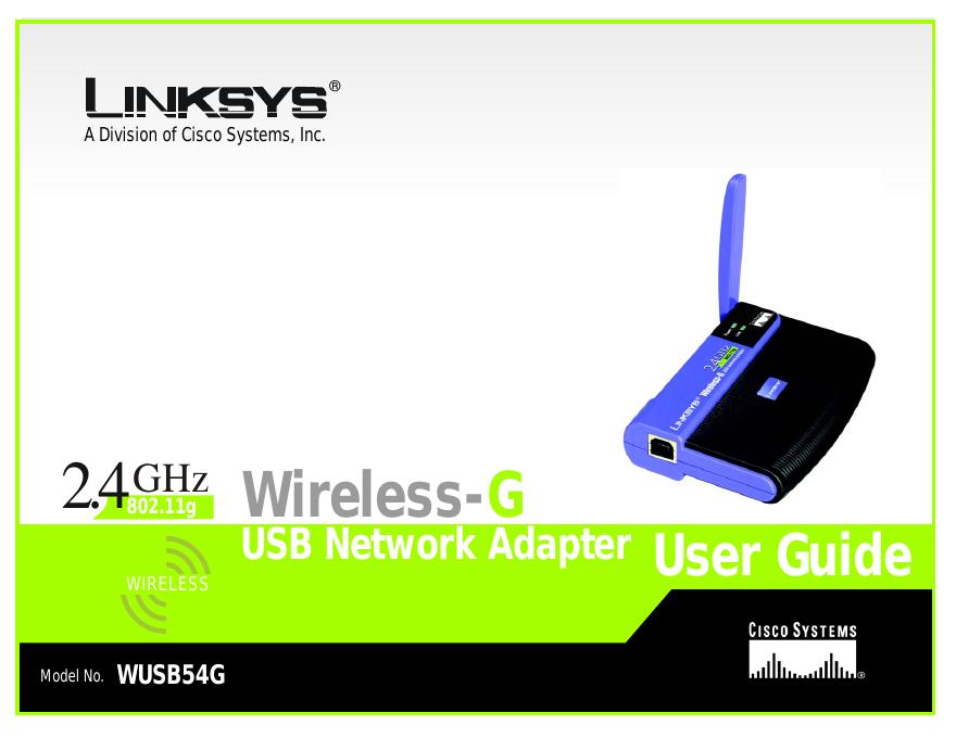 LINKSYS WUSB54G USB network Adapter 用户手册