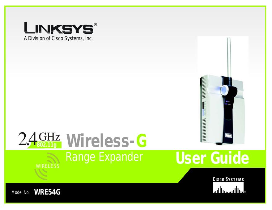 LINKSYS WRE54G Range Excpander 用户手册