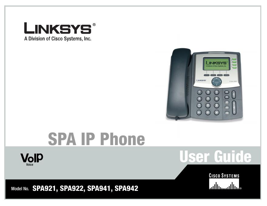 LINKSYS SPA921/922/941/942电话 用户手册