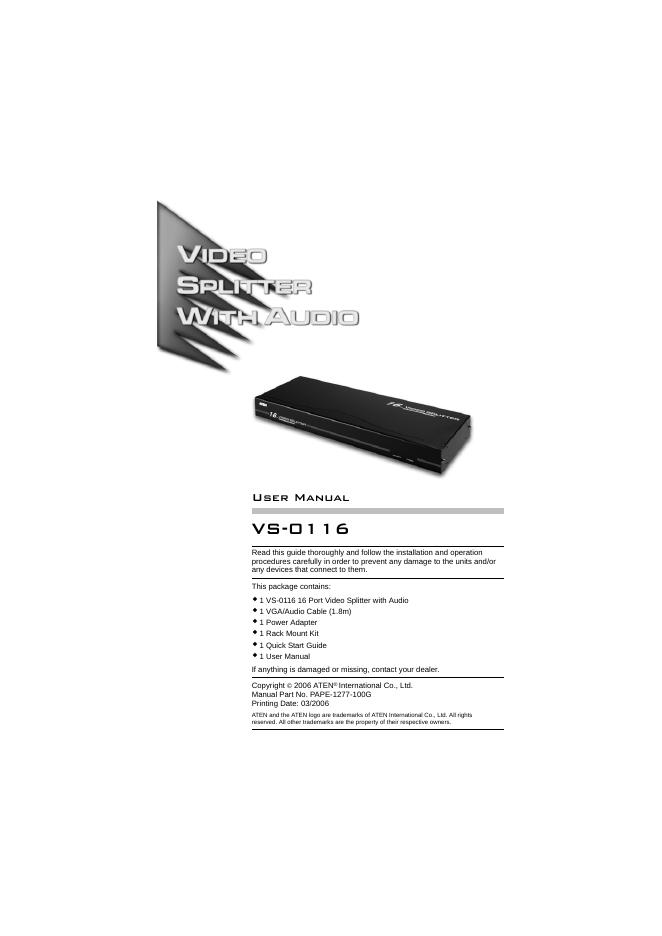 ATEN VS-D116 用户手册