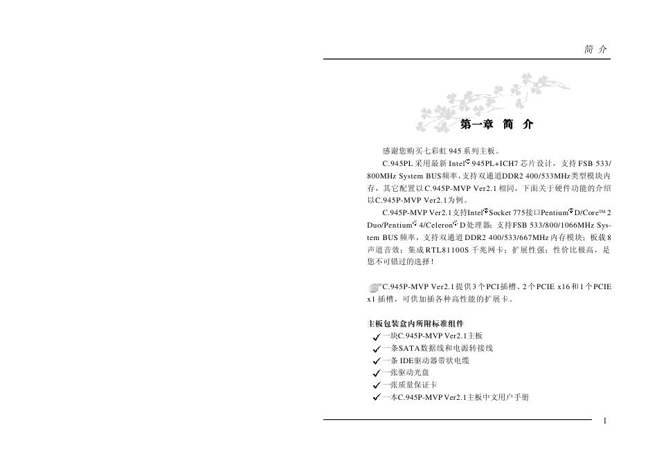 七彩虹 C.945PL主板 使用手册