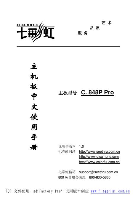 七彩虹 主板机 C. 848P Pro 中文使用手册