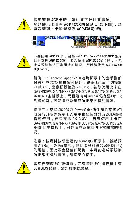 GA-7NNXPV/GA-7NNXP/GA-7N400V Pro/GA-7N400 Pro/GA-7N400-L1 AMD Socket A处理器主机板 中文安装使用手册