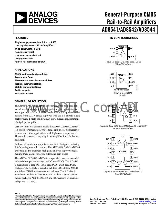 ANALOG DEVICES AD8541 数据手册