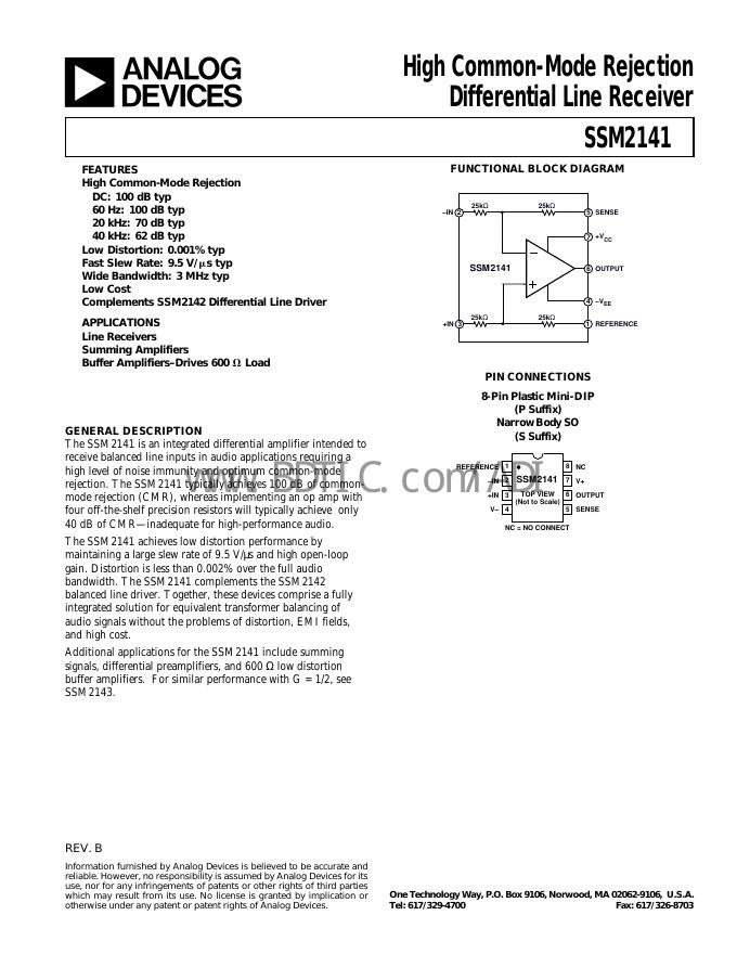 ANALOG DEVICES SSM2141 数据手册
