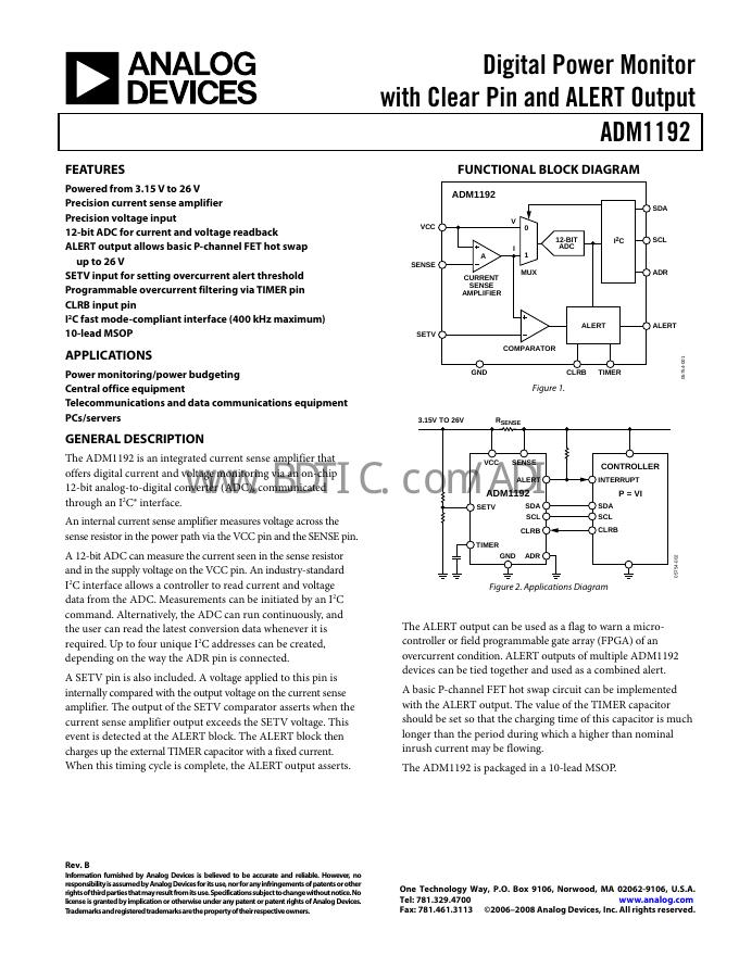 ANALOG DEVICES ADM1192 数据手册