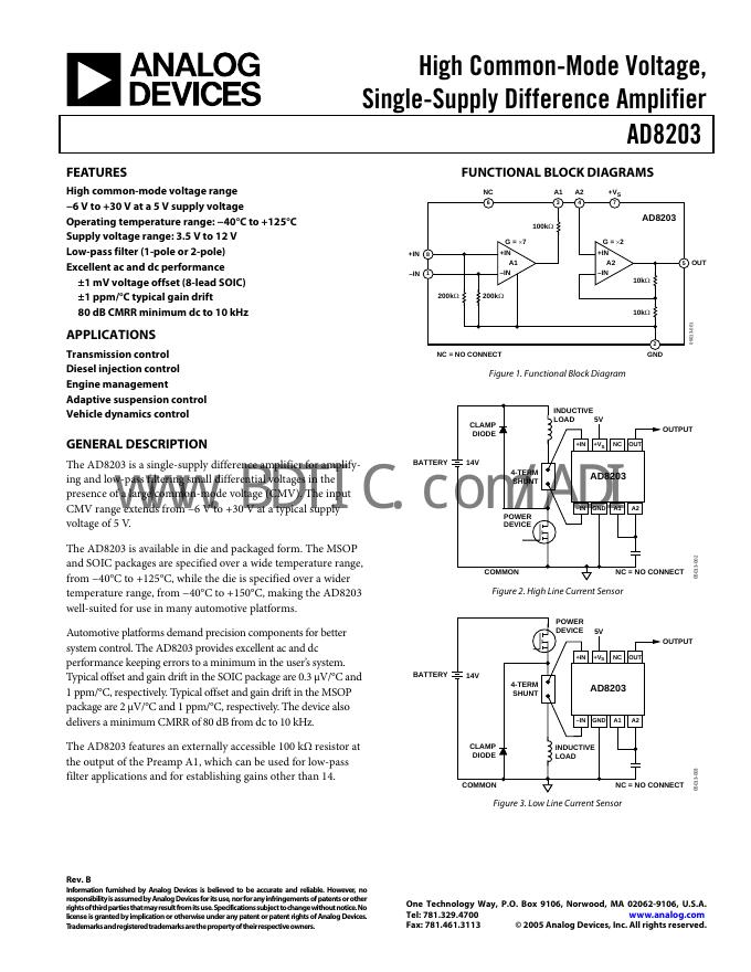ANALOG DEVICES AD8203 数据手册