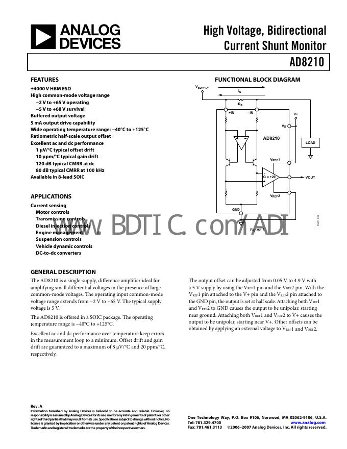 ANALOG DEVICES AD8210 数据手册