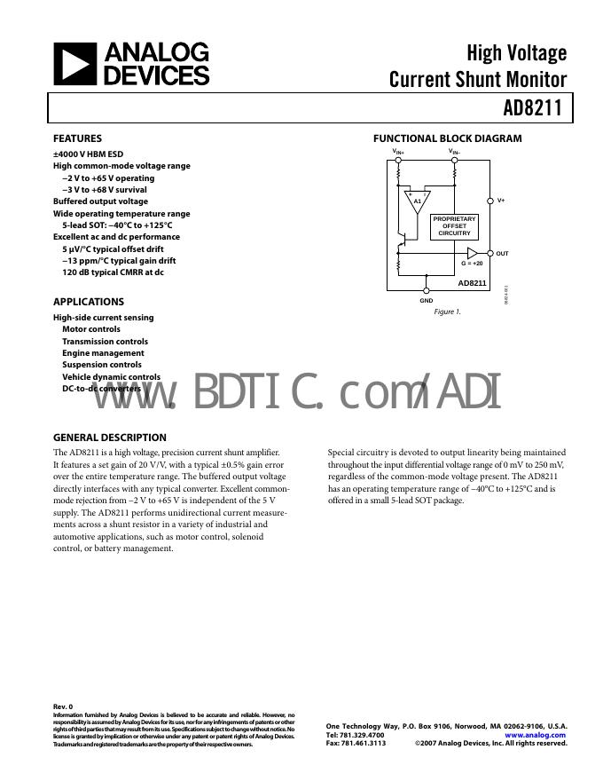 ANALOG DEVICES AD8211 数据手册