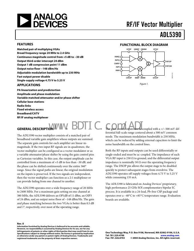 ANALOG DEVICES ADL5390 数据手册
