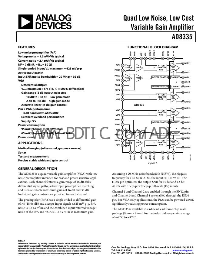 ANALOG DEVICES AD8335 数据手册