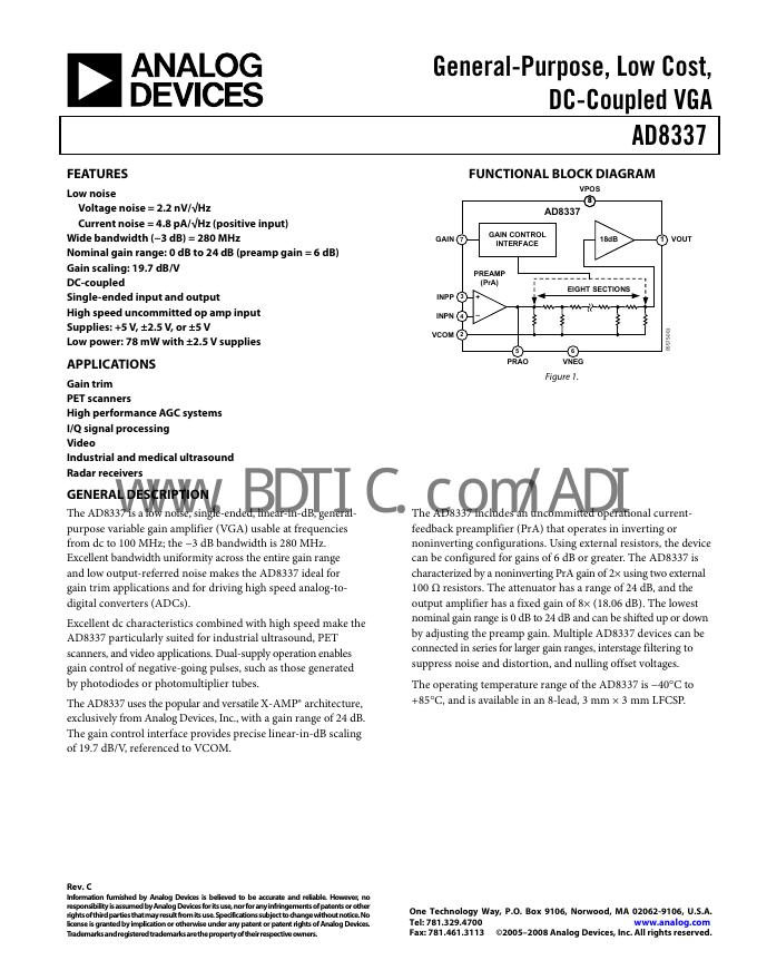 ANALOG DEVICES AD8337 数据手册