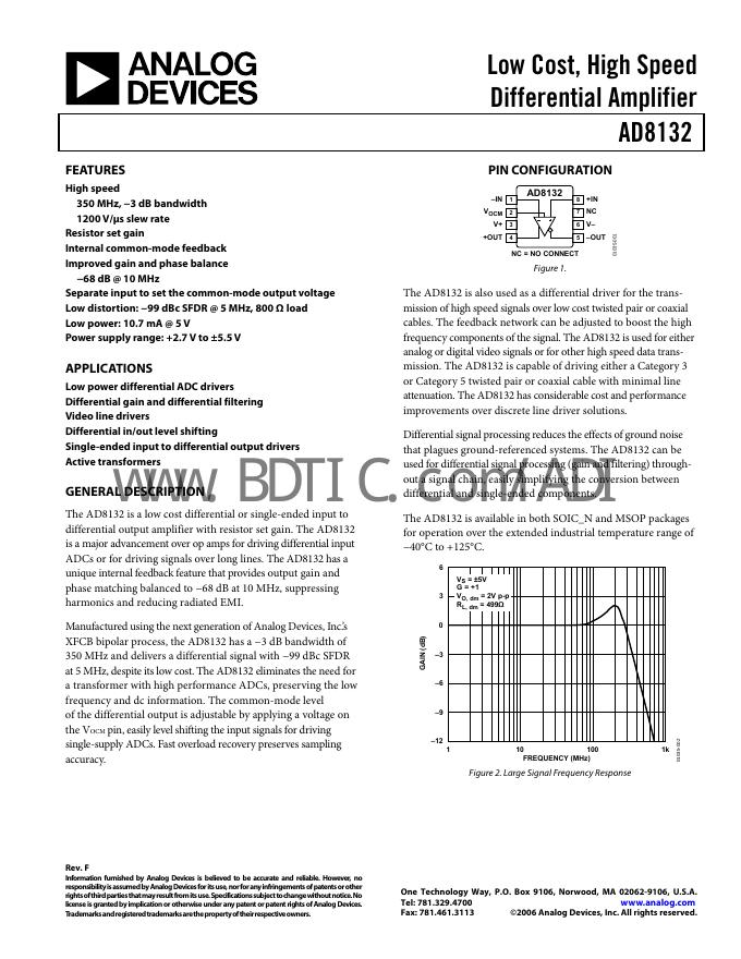ANALOG DEVICES AD8132 数据手册
