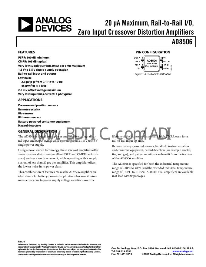 ANALOG DEVICES AD8506 数据手册