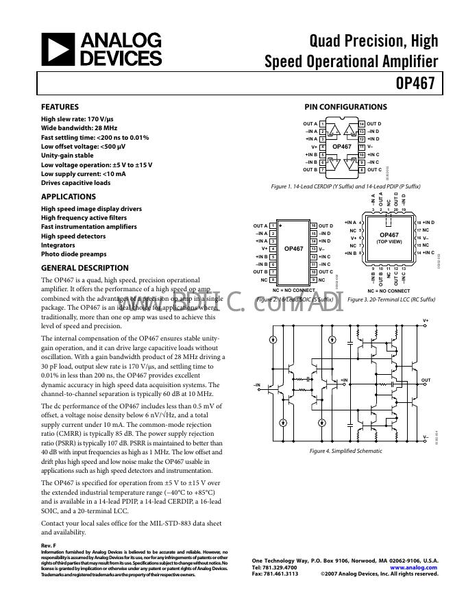 ANALOG DEVICES OP467 数据手册