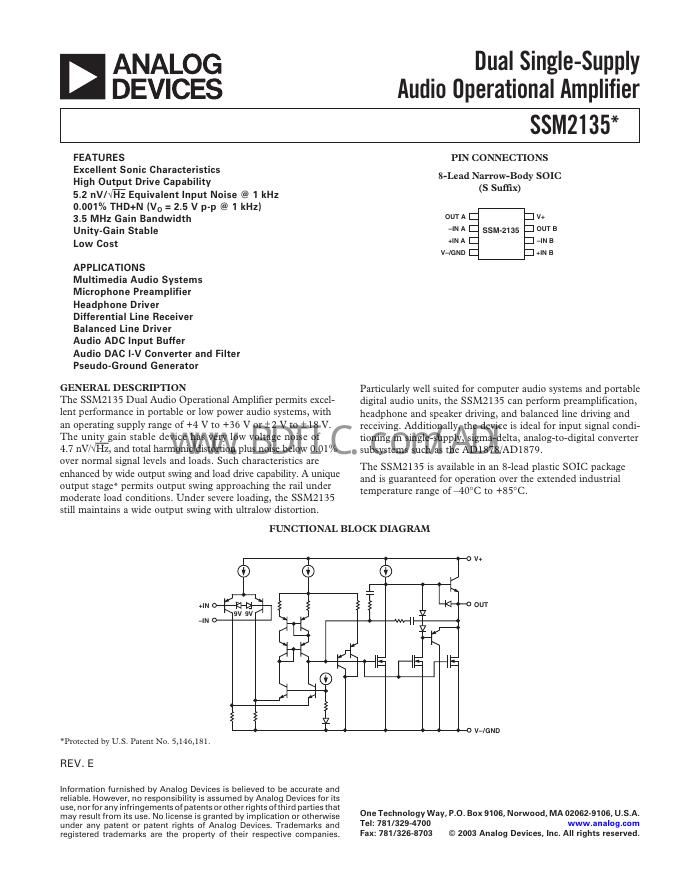 ANALOG DEVICES SSM2135 数据手册