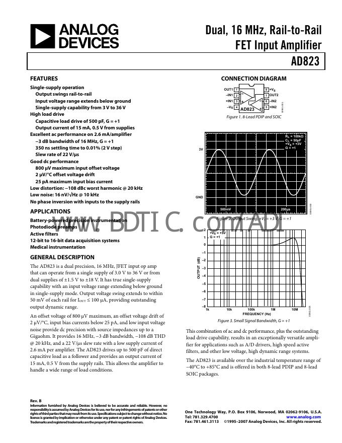 ANALOG DEVICES AD823 数据手册