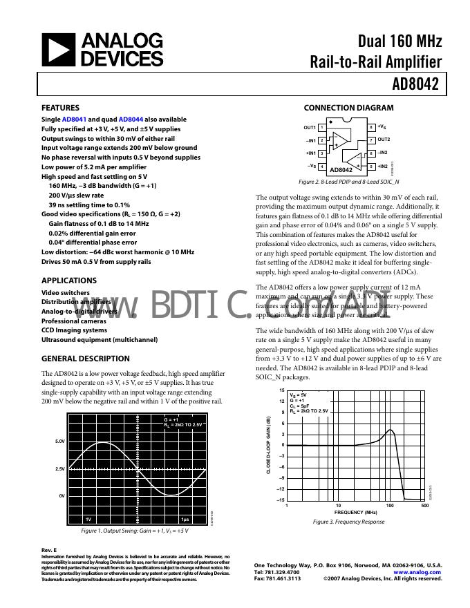 ANALOG DEVICES AD8042 数据手册