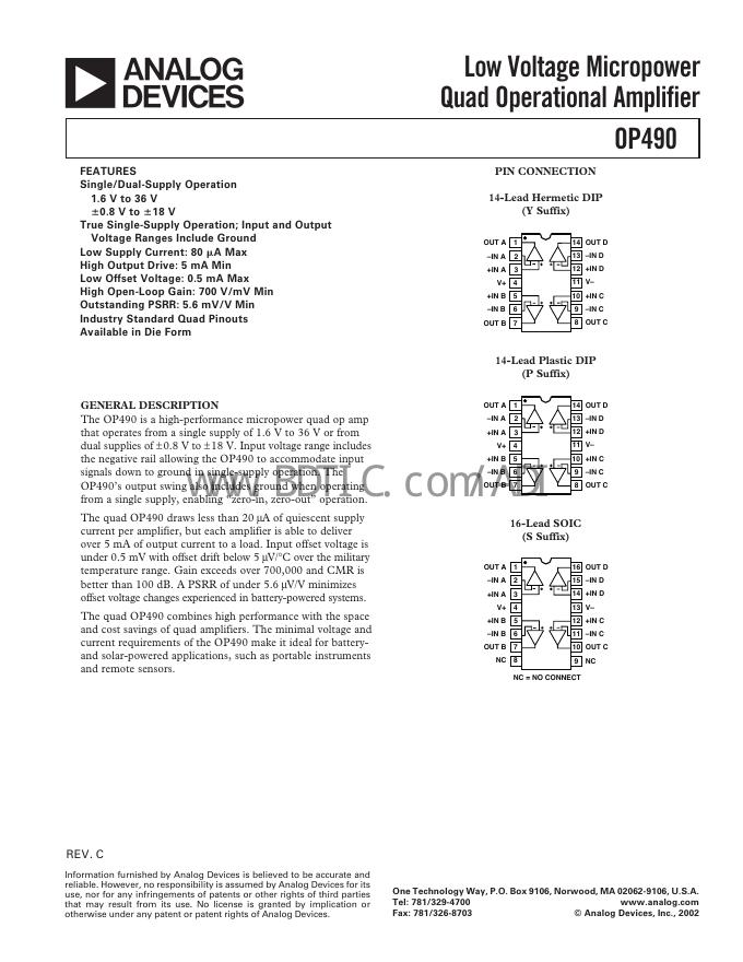 ANALOG DEVICES OP490 数据手册