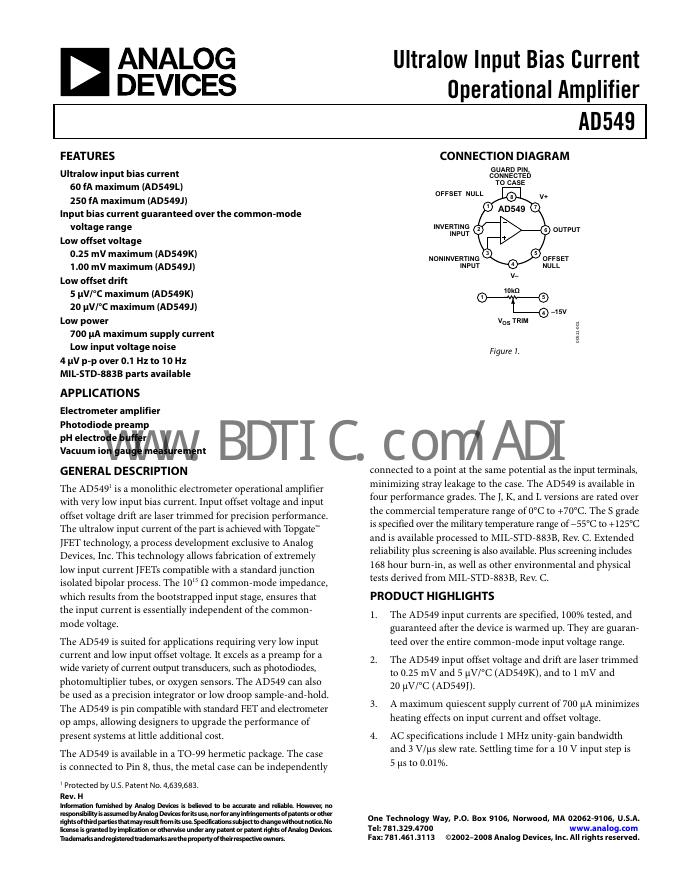 ANALOG DEVICES AD549 数据手册