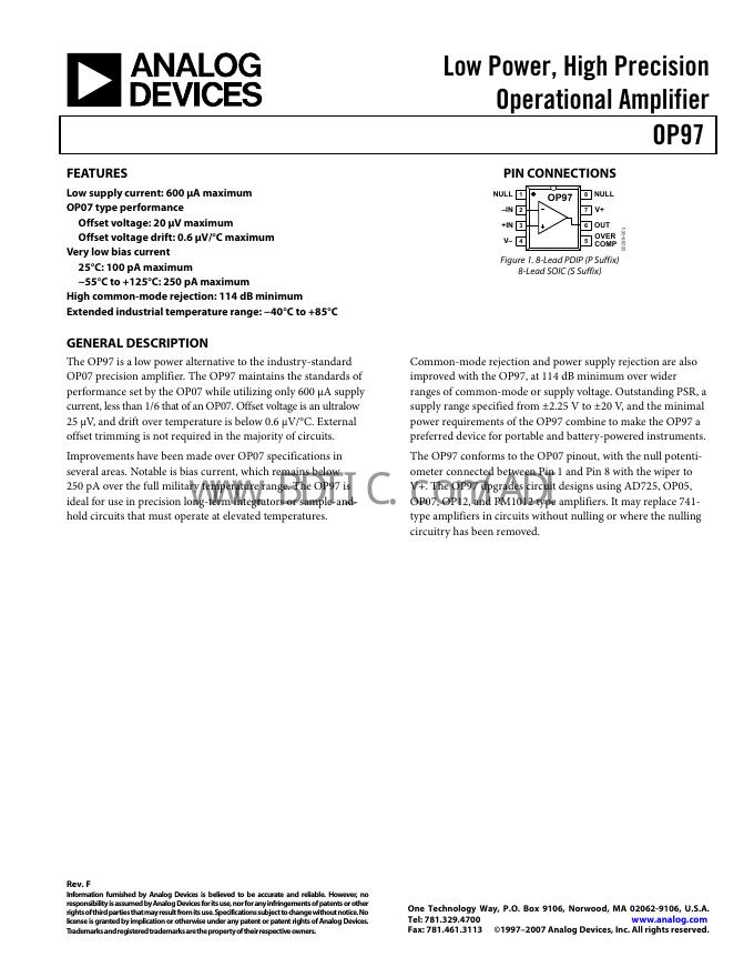 ANALOG DEVICES OP97 数据手册