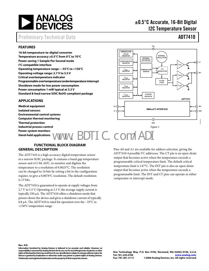 ANALOG DEVICES ADT7410 数据手册
