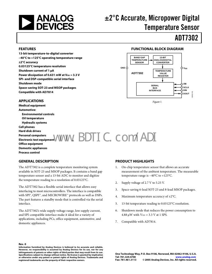 ANALOG DEVICES ADT7302 数据手册