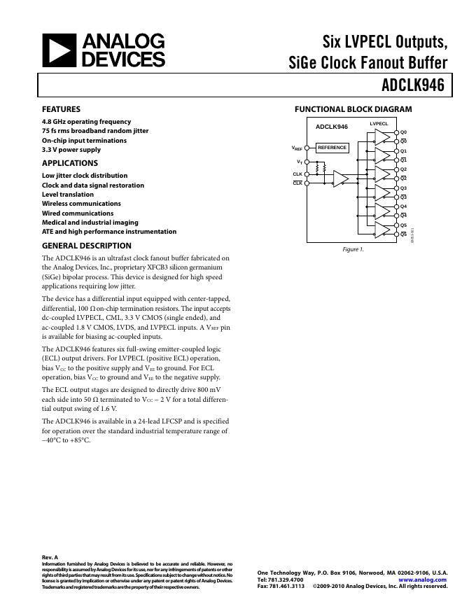 ANALOG DEVICES ADCLK946 数据手册