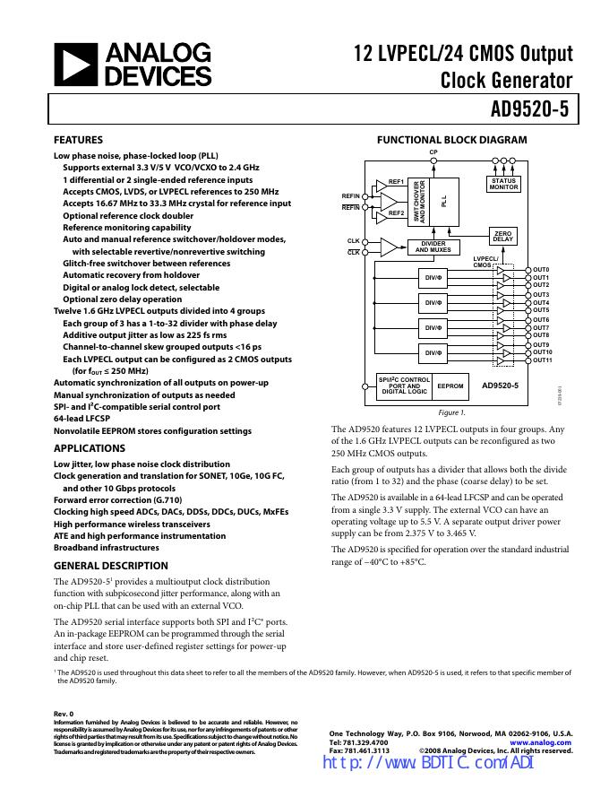 ANALOG DEVICES AD9520-5 数据手册 ANALOG DEVICES AD9520-3 数据手册 ANALOG DEVICES AD9520-2 数据手册 ANALOG DEVICES AD9520-1 数据手册 ANALOG DEVICES AD9520-0 英文数据手册 ANALOG DEVICES AD9520-0 中文数据手册 ANALOG DEVICES AD9518-4 数据手册 ANALOG DEVICES AD9518-3 数据手册 ANALOG DEVICES AD95