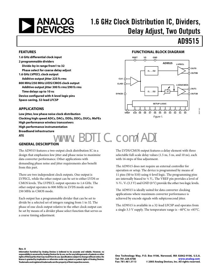 ANALOG DEVICES AD9515 数据手册