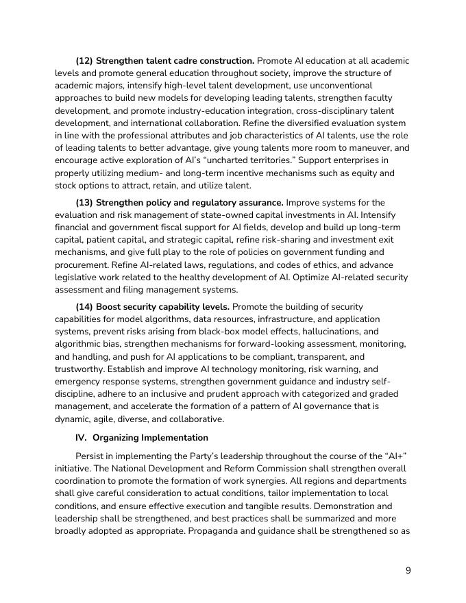 CSET：2025年国务院关于深入实施“人工智能+”行动的意见报告（英文版）_第9页