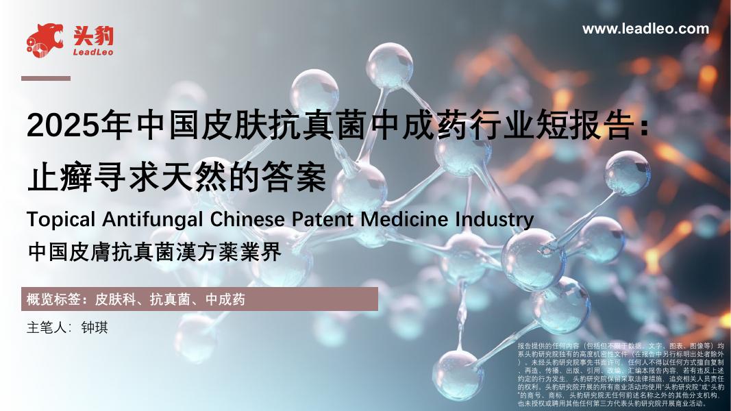 头豹研究院：2025年中国皮肤抗真菌中成药行业短报告：止癣寻求天然的答案海报