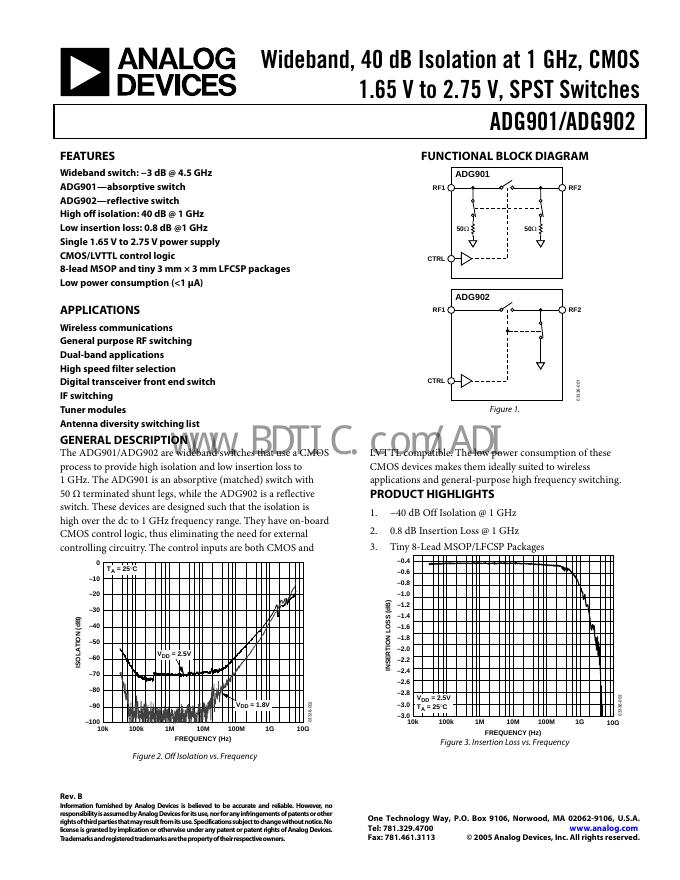 ANALOG DEVICES ADG901/ADG902 数据手册