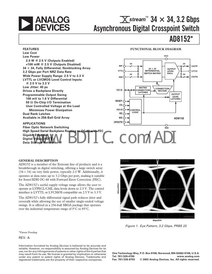 ANNLOG DEVICES AD8152 数据手册