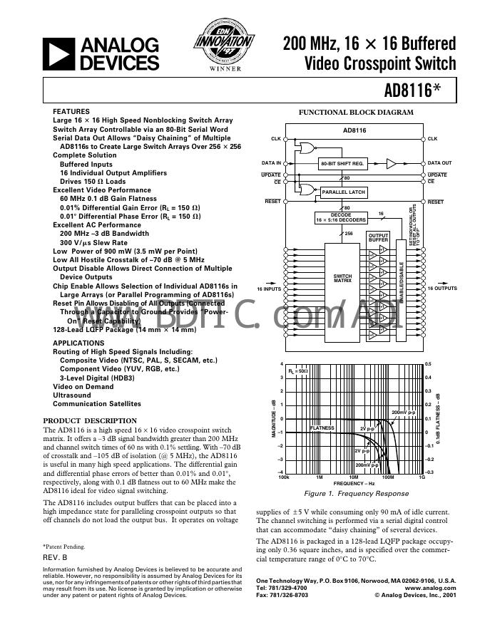 ANALOG DEVICES AD8116 数据手册