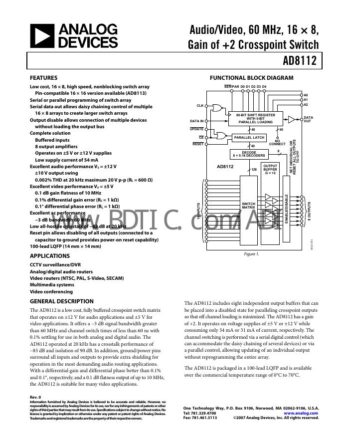 ANALOG DEVICES AD8112 数据手册