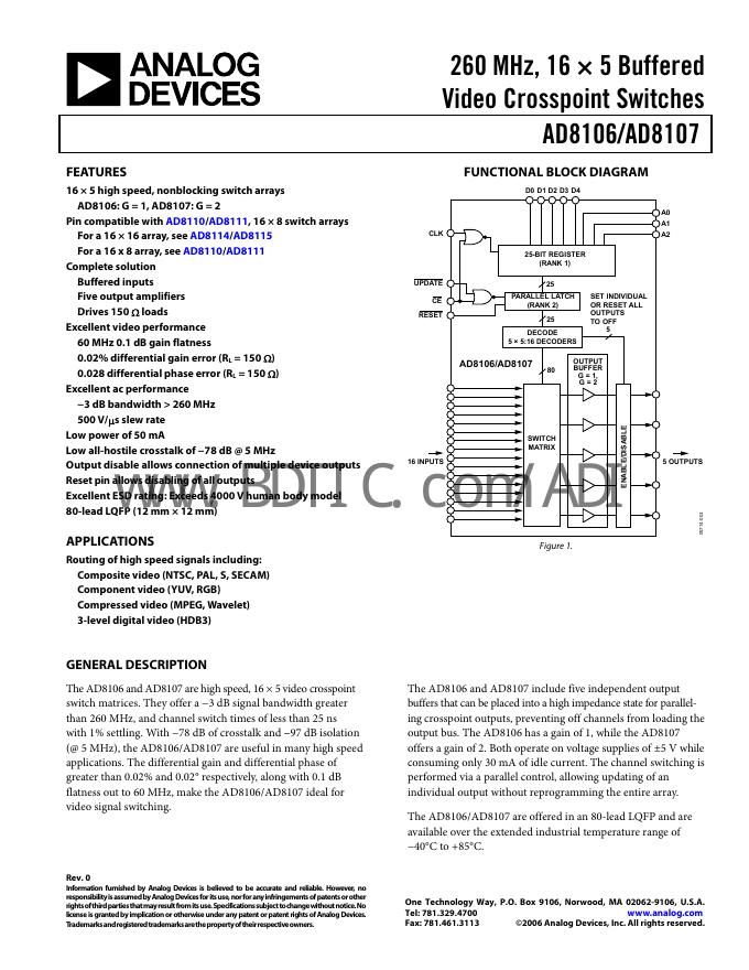 ANALOG DEVICES AD8106 数据手册
