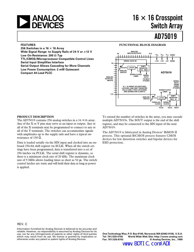 ANALOG DEVICES AD75019 数据手册