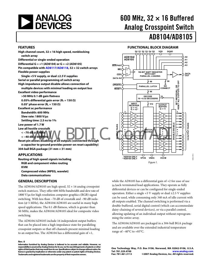 ANALOG DEVICES AD8104 数据手册