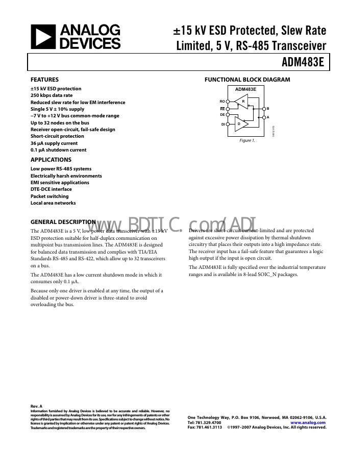 ANALOG DEVICES ADM483E 数据手册