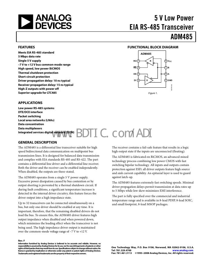 ANALOG DEVICES ADM485 数据手册