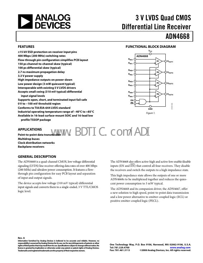 ANALOG DEVICES ADN4668 数据手册