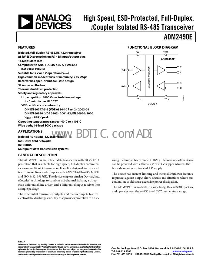 ANALOG DEVICES ADM2490E 数据手册