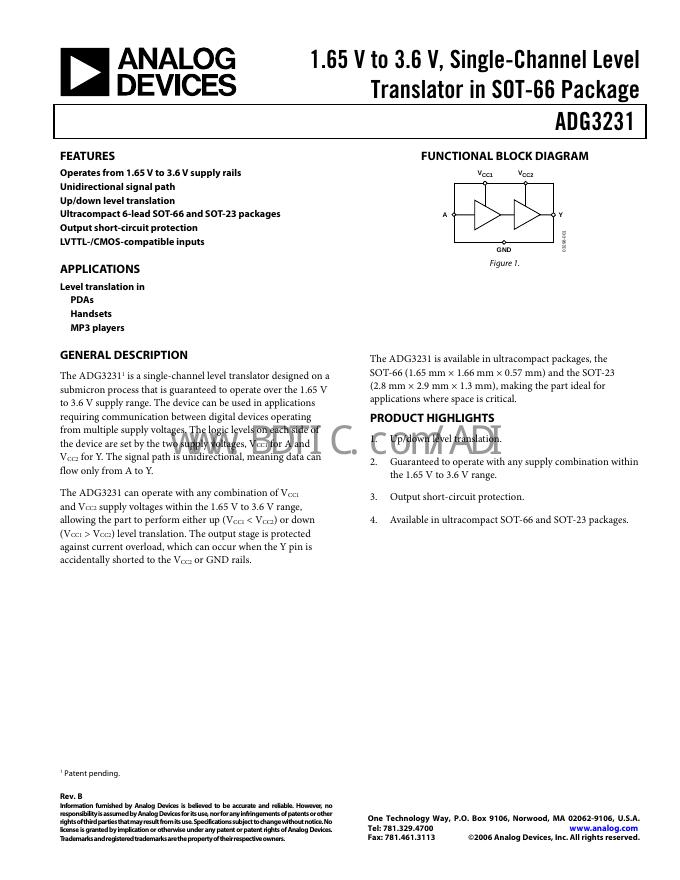 ANALOG DEVICES ADG3231 数据手册