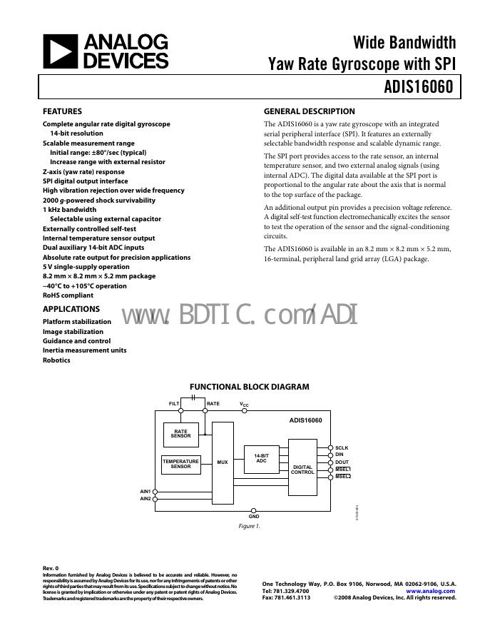 ANALOG DEVICES ADIS16060 数据手册