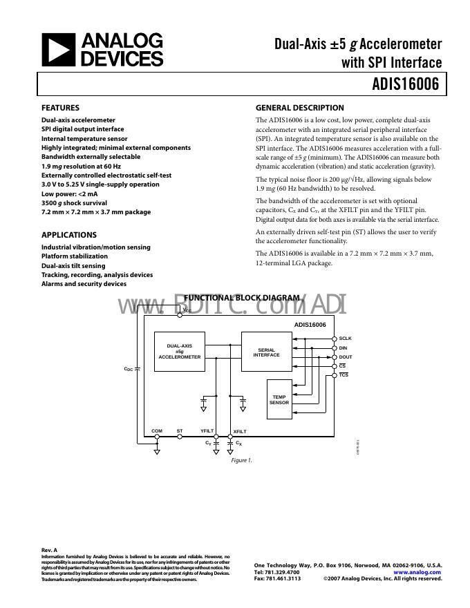 ANALOG DEVICES ADIS16006 数据手册
