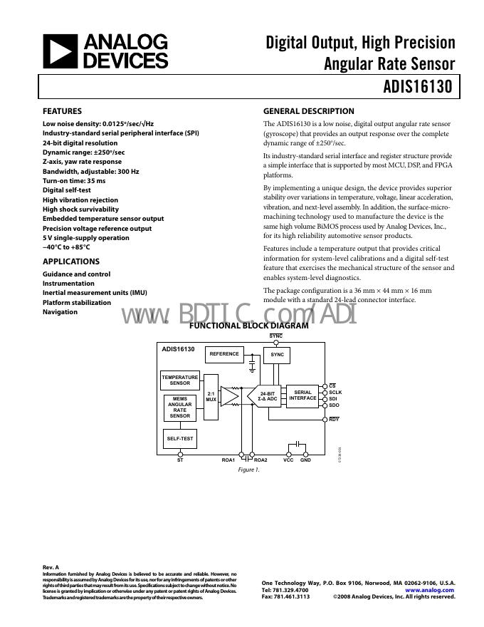 ANALOG DEVICES ADIS16130 数据手册