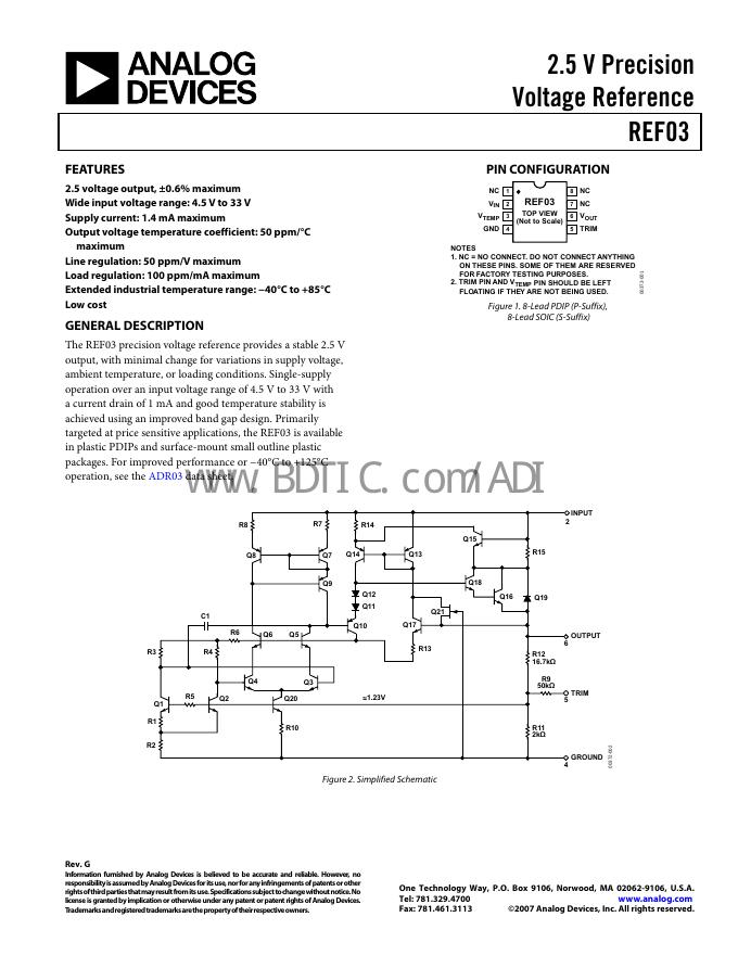 ANALOG DEVICES REF03 数据手册