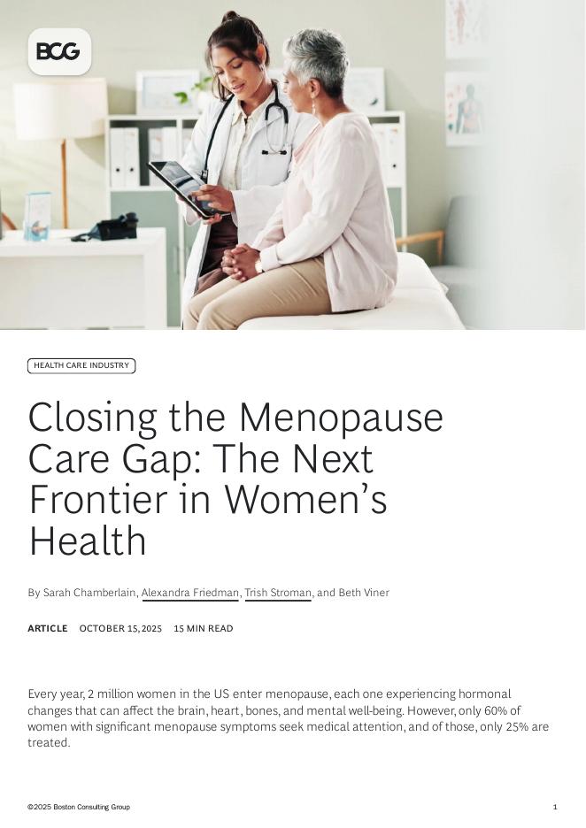 BCG波士顿咨询：2025年弥合更年期护理缺口：女性健康新前沿研究报告（英文版）海报